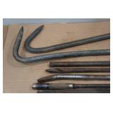 Assorted Pry Bars, Hooks, Files, and Lug Wrench Assorted Pry Bars, Hooks, Files, and Lug Wrench