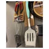 Bar-B-Q Collection Grilling Tool Set with Skillet, Tongs, Spatula, Brush, and Meat Tenderizer