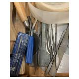 Box of Drywall and Plastering Hand Tools with Tapes, Sponge, and Respirator