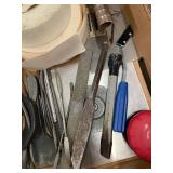 Box of Drywall and Plastering Hand Tools with Tapes, Sponge, and Respirator