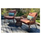 D - 3-Piece Faux Bamboo Patio Set with 2 Armchairs and Round Table