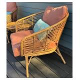 D - 3-Piece Faux Bamboo Patio Set with 2 Armchairs and Round Table