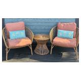 D - 3-Piece Faux Bamboo Patio Set with 2 Armchairs and Round Table