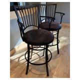 K - Set of 4 Black Metal Bar Stools with Cushioned Seats