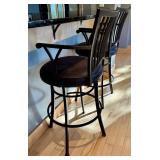K - Set of 4 Black Metal Bar Stools with Cushioned Seats