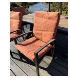 D - Outdoor Dining Table with 3 Cushioned Chairs and Umbrella