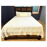 UL - Queen Bed Frame with Wood Panel Headboard and Footboard