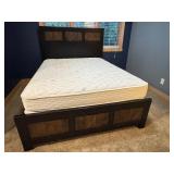 UL - Queen Bed Frame with Wood Panel Headboard and Footboard