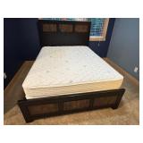 UL - Queen Bed Frame with Wood Panel Headboard and Footboard