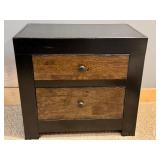 UP - Two-Drawer Black and Wood Nightstand