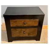 UP - Two-Drawer Black and Wood Nightstand