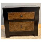 UP - Two-Drawer Black and Wood Nightstand