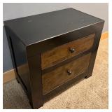 UP - Two-Drawer Black and Wood Nightstand