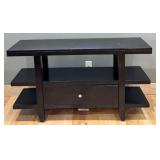 FLR - Modern Black Wood Console Table with Shelves and Drawer