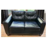 FLR - Black Faux Leather Loveseat Sofa