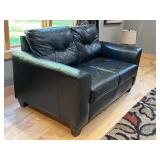 FLR - Black Faux Leather Loveseat Sofa