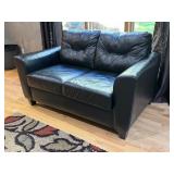 FLR - Black Faux Leather Loveseat Sofa