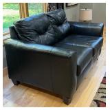 FLR - Black Faux Leather Loveseat Sofa