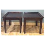 FLR - Pair of Wooden End Tables with Raised Edges
