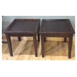 FLR - Pair of Wooden End Tables with Raised Edges