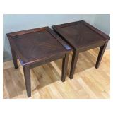 FLR - Pair of Wooden End Tables with Raised Edges