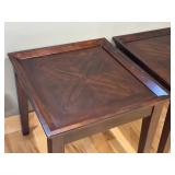 FLR - Pair of Wooden End Tables with Raised Edges