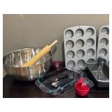 K - Baking Essentials Bundle with Bowls, Loaf Pans, Muffin Trays, and Utensils