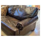 LR - Faux Leather Sofa, Loveseat, Coffee Table with Surface Wear, and Rug Set