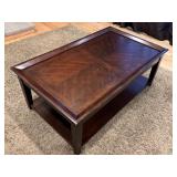 LR - Faux Leather Sofa, Loveseat, Coffee Table with Surface Wear, and Rug Set