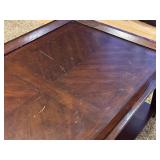 LR - Faux Leather Sofa, Loveseat, Coffee Table with Surface Wear, and Rug Set