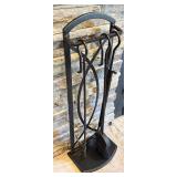 LR - Black Metal Fireplace Tool Set with Stand, 28 Inch