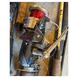 G - Fishing Gear Lot with 2 Field & Stream Life Jackets, 4 Rods with Reels, and Net