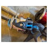 G - Fishing Gear Lot with 2 Field & Stream Life Jackets, 4 Rods with Reels, and Net