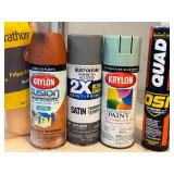 G - Group of Painting Supplies with Spray Paint and Rollers