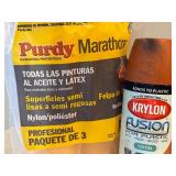 G - Group of Painting Supplies with Spray Paint and Rollers