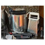 K - Assorted Cookware Set with Fry Pans, Stock Pots, Utensils, and Grater