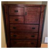 ULMBR - Wooden Dresser with 5 Drawers and Cabinet Compartment