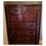 ULMBR - Wooden Dresser with 5 Drawers and Cabinet Compartment