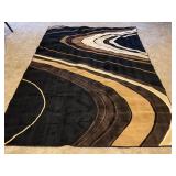 UL - Large Modern Area Rug with Abstract Wave Pattern