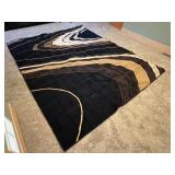 UL - Large Modern Area Rug with Abstract Wave Pattern