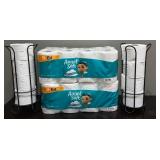 LR - Angel Soft 2-Ply Toilet Paper 32 Mega Rolls and Two Metal Toilet Paper Holders