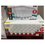 LR - Household Lot with LED Light Bulbs, Mattress Protectors, and Anchor 16-Pc Glass Set