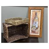 LR - Assorted Home Decor with Framed Art and Woven Baskets