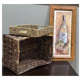 LR - Assorted Home Decor with Framed Art and Woven Baskets