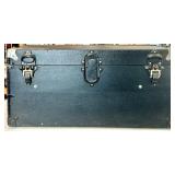 Antique Model A Car Trunk with Leather Handle and Lined Interior Antique Model A Car Trunk with Leather Handle and Lined Interior