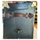 Antique Model A Car Trunk with Leather Handle and Lined Interior Antique Model A Car Trunk with Leather Handle and Lined Interior