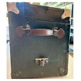Antique Model A Car Trunk with Leather Handle and Lined Interior Antique Model A Car Trunk with Leather Handle and Lined Interior