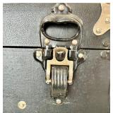 Antique Model A Car Trunk with Leather Handle and Lined Interior Antique Model A Car Trunk with Leather Handle and Lined Interior