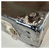 Antique Model A Car Trunk with Leather Handle and Lined Interior Antique Model A Car Trunk with Leather Handle and Lined Interior