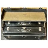 Antique Model A Car Trunk with Leather Handle and Lined Interior Antique Model A Car Trunk with Leather Handle and Lined Interior
